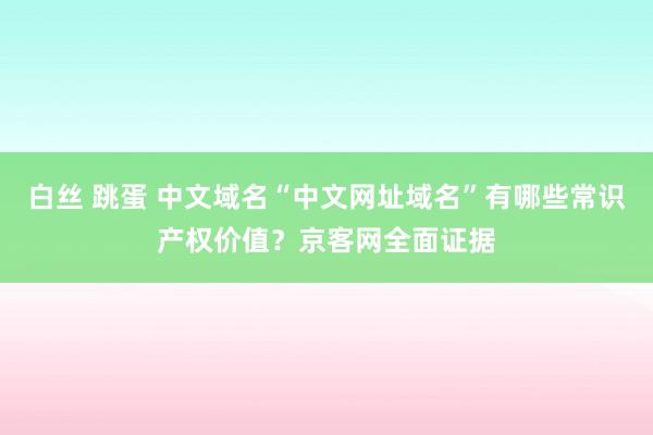 白丝 跳蛋 中文域名“中文网址域名”有哪些常识产权价值？京客网全面证据